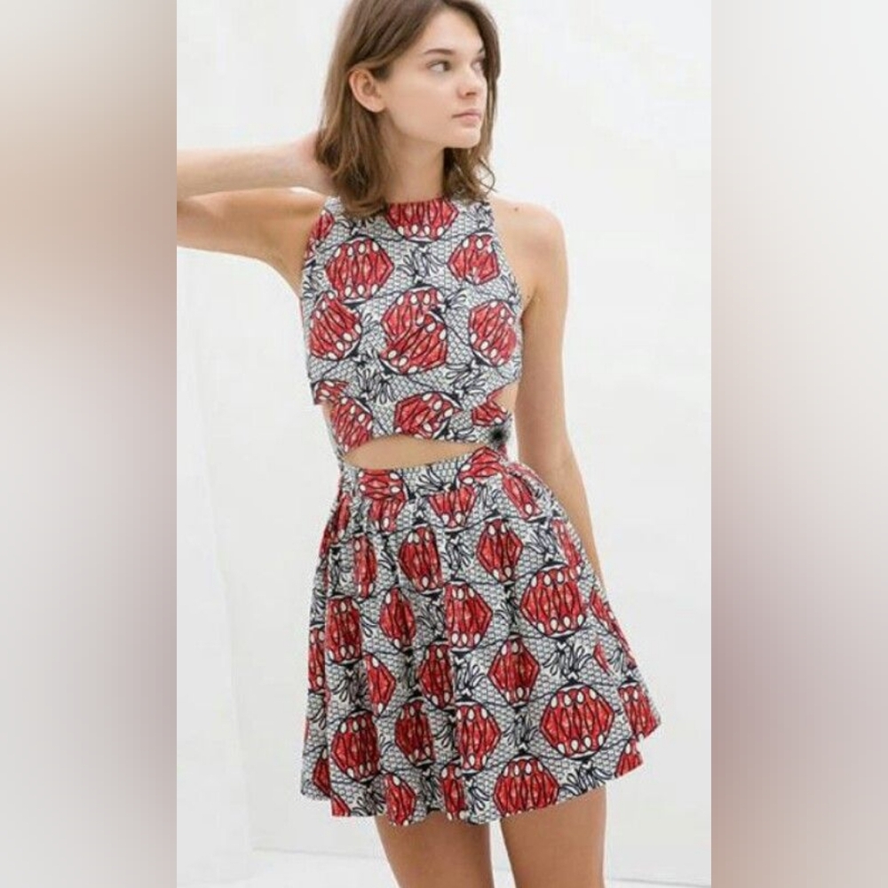 Zara TRF Cutout Waist Mini Dress in African Lantern Print - Picture 13 of 13
